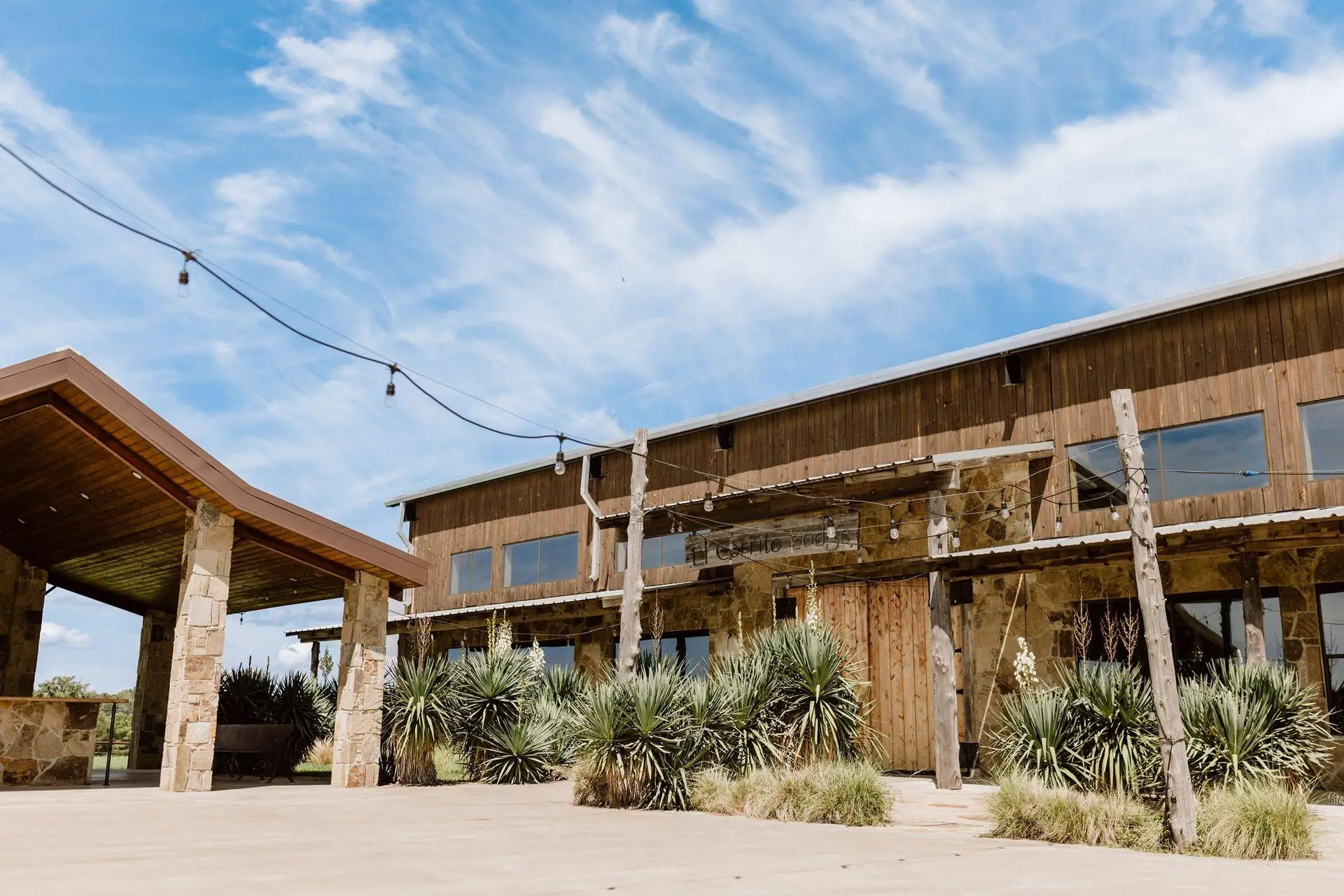 El Cerrito main building entrance front view with hanging lights